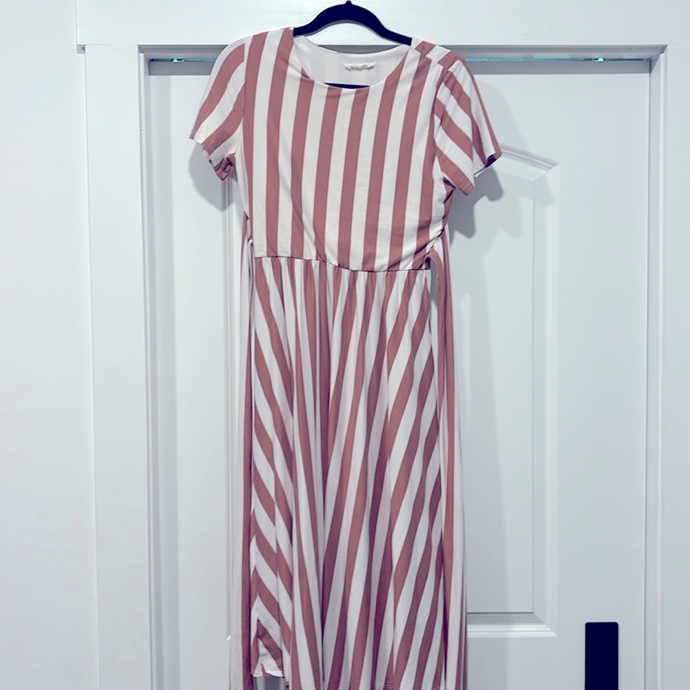 Striped midi dress with tie detail